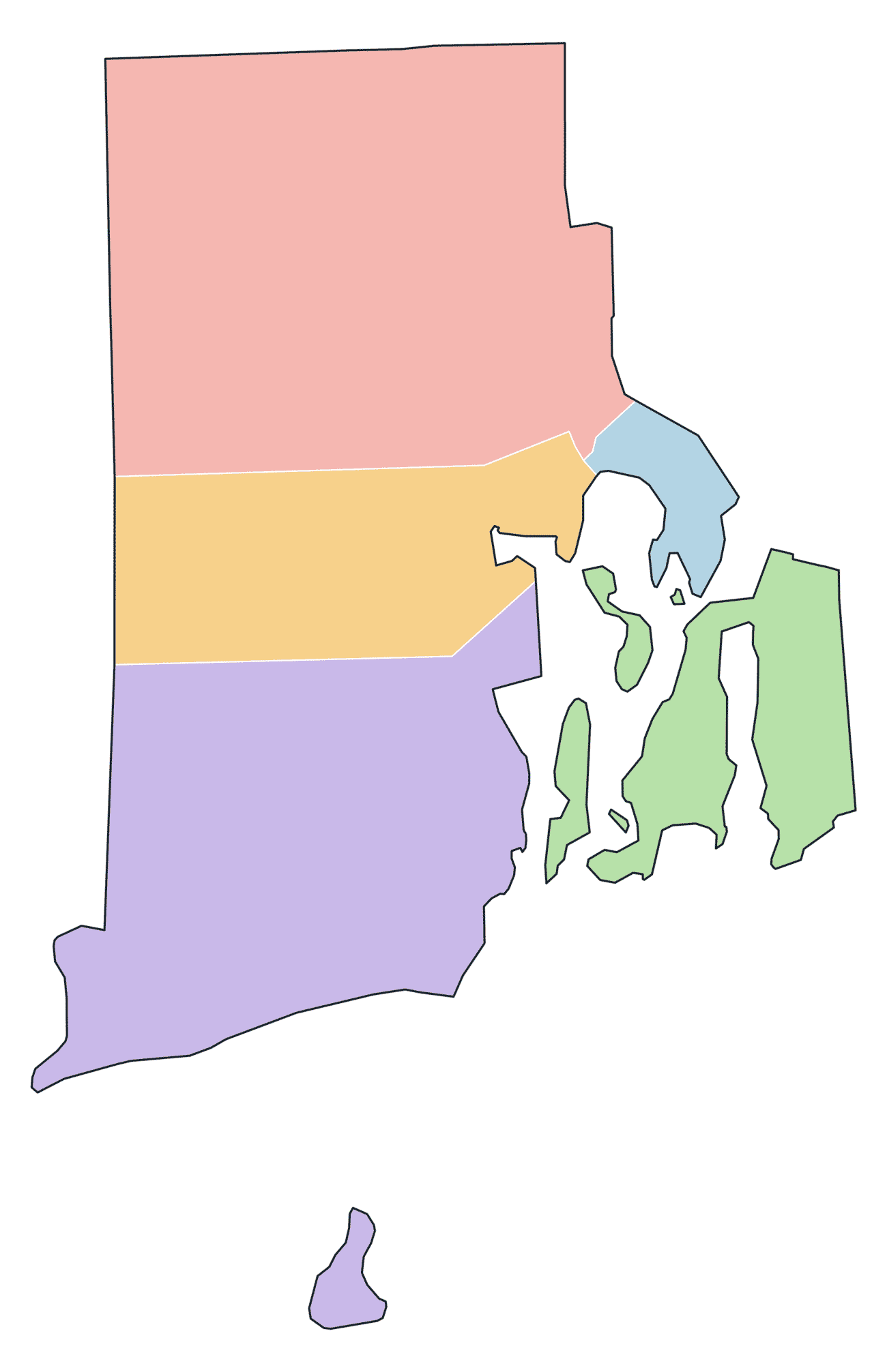 Colored County Map of Rhode Island