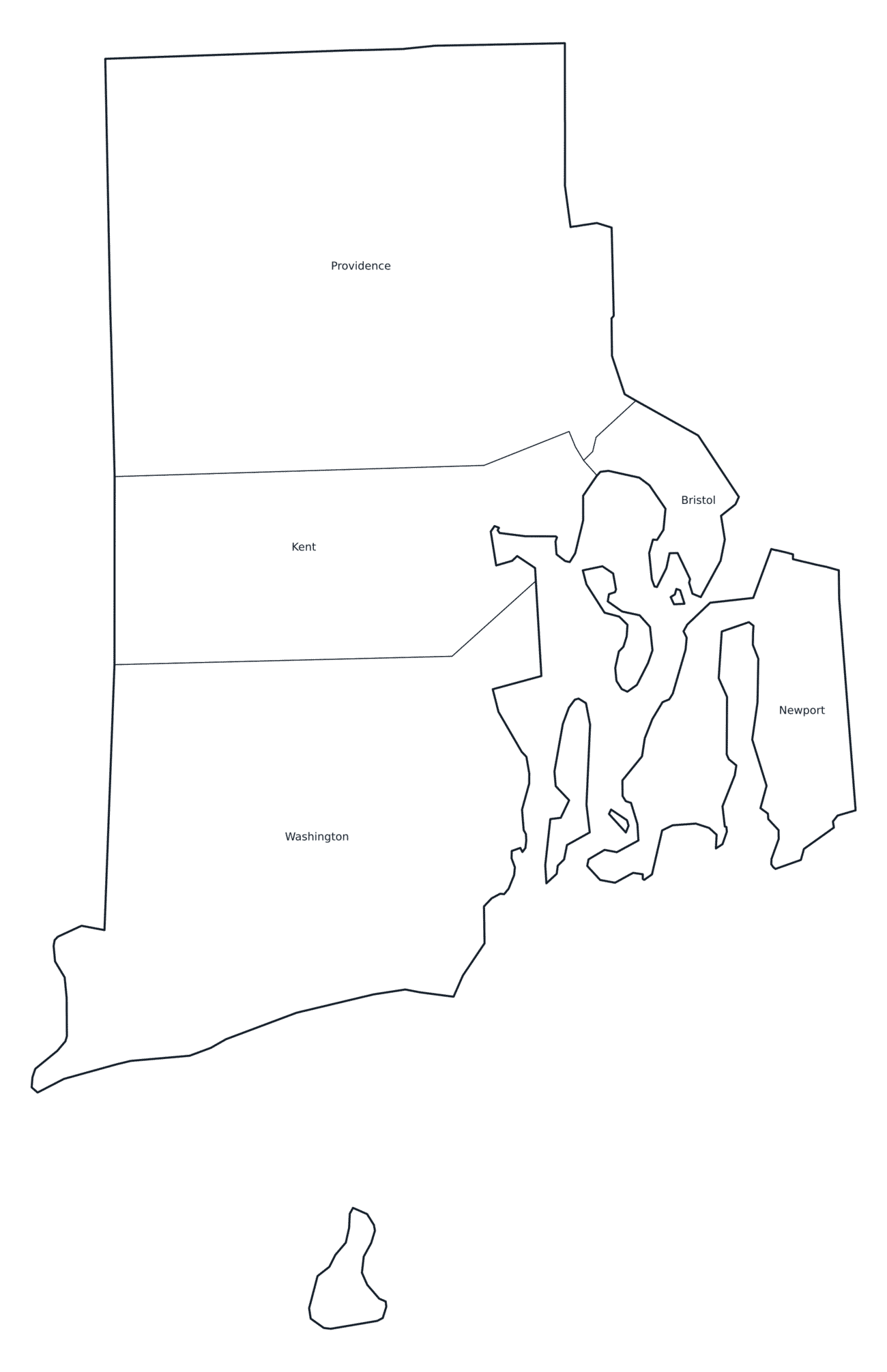 Labeled County Map of Rhode Island