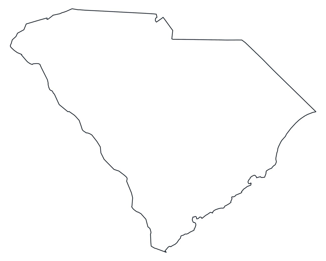 Blank Outline Map of South Carolina