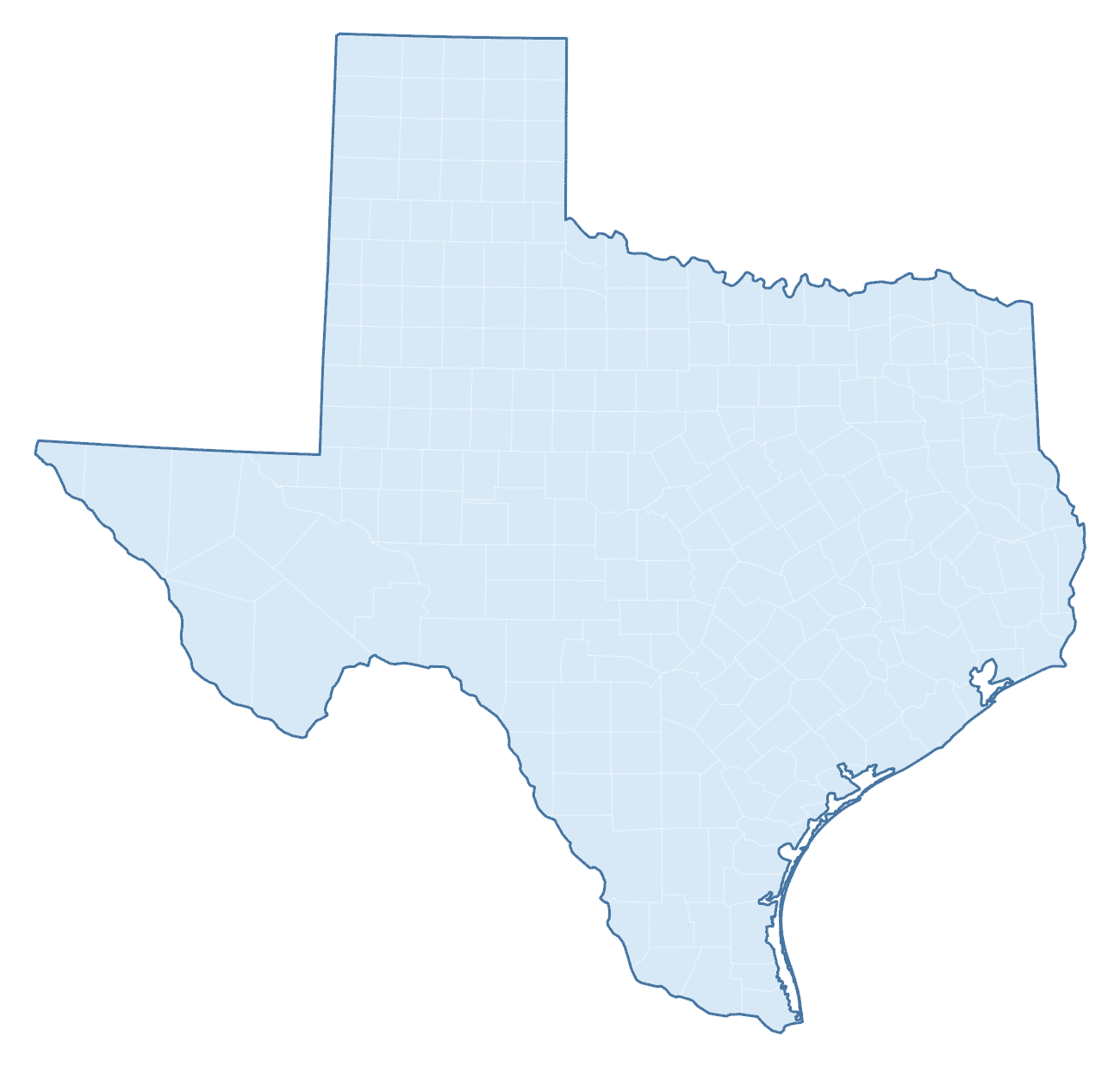 Blank Practice Map of Texas