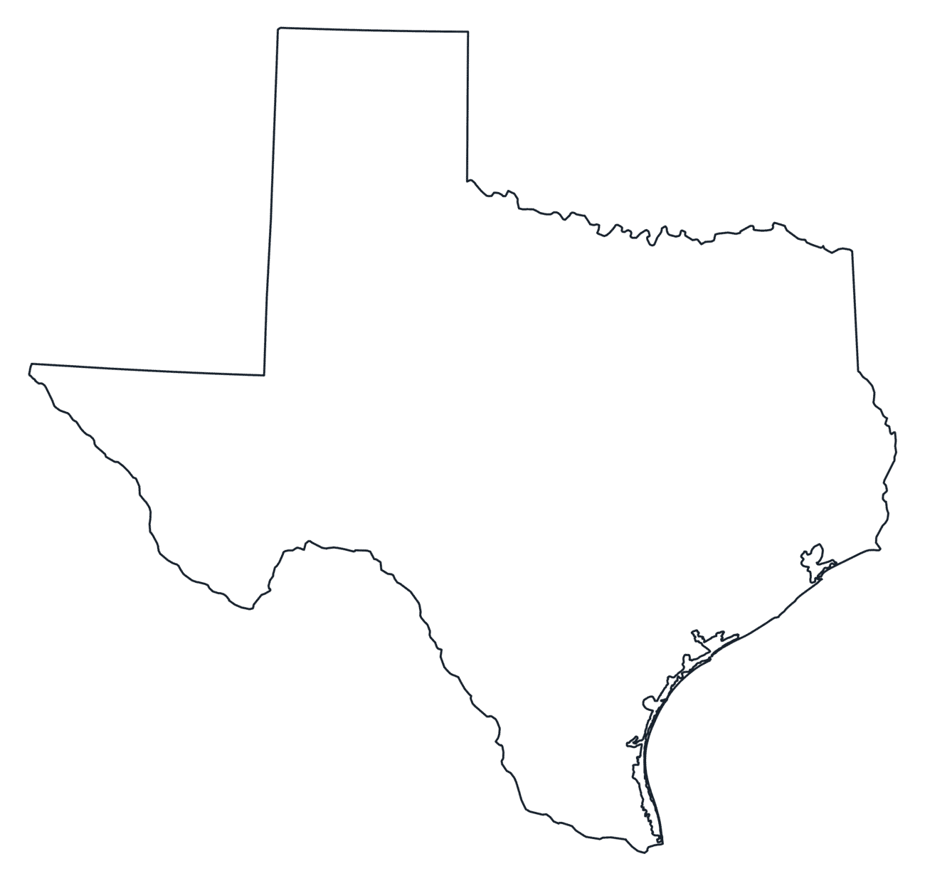 Blank Outline Map of Texas