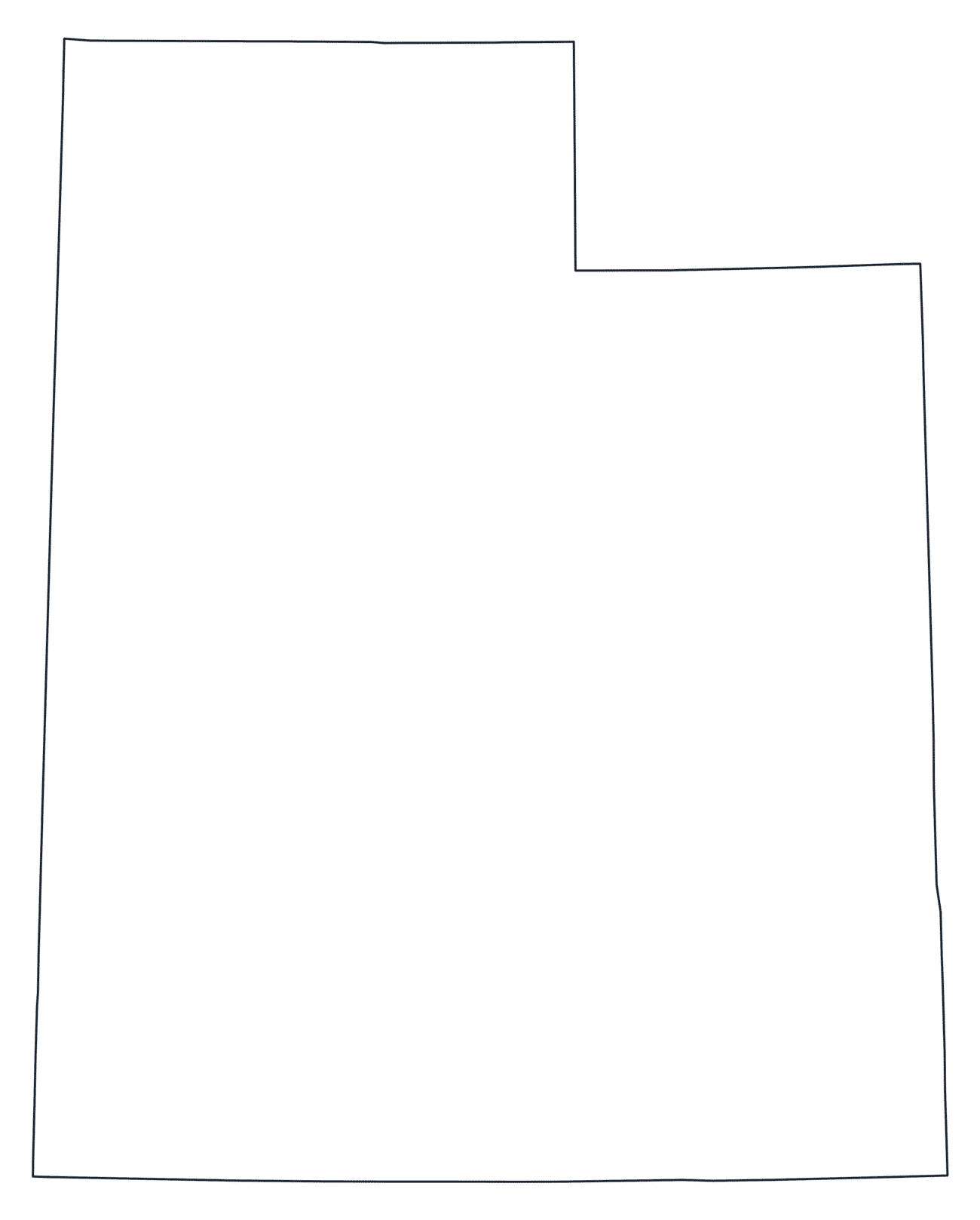 Blank Outline Map of Utah
