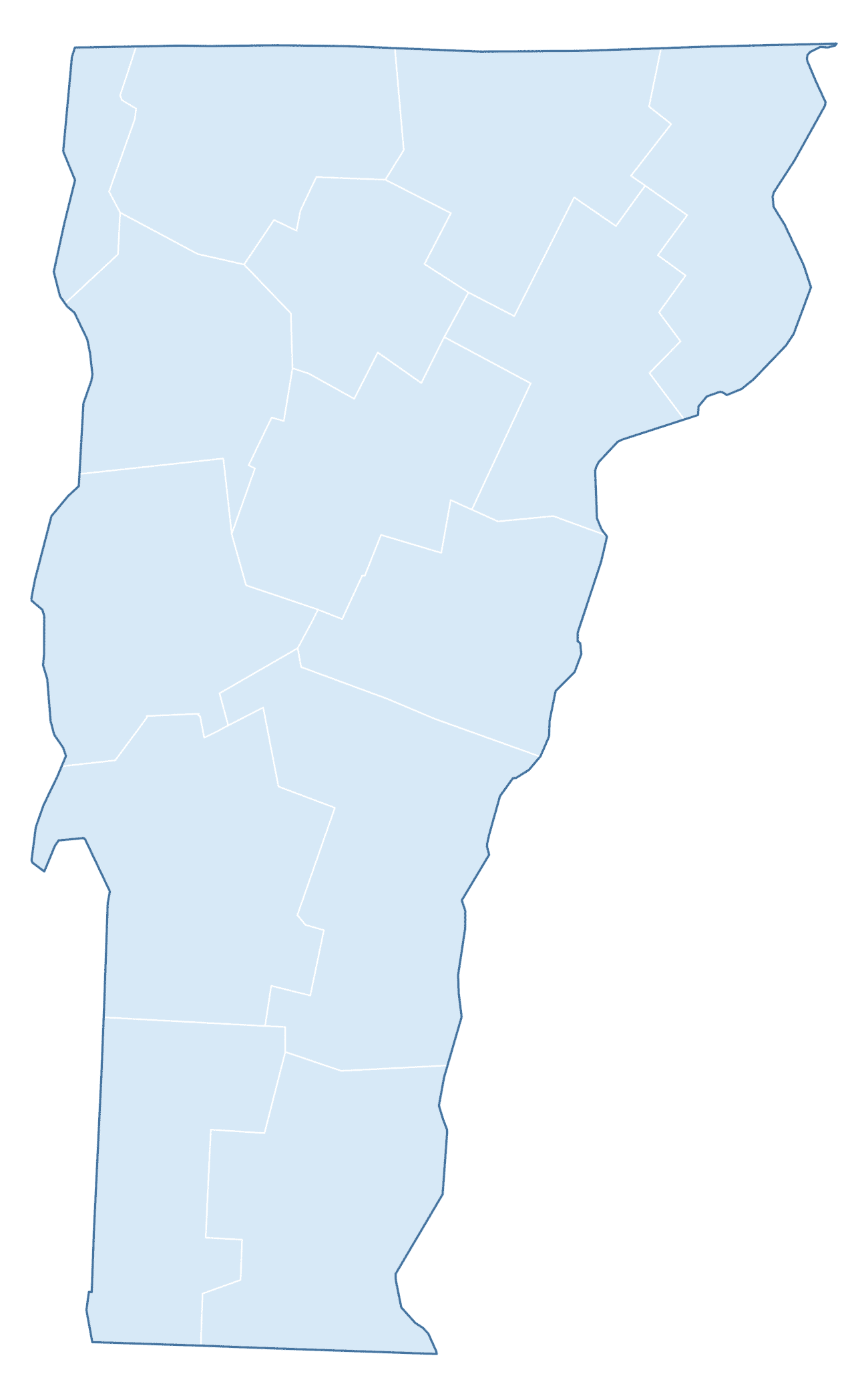 Blank Practice Map of Vermont