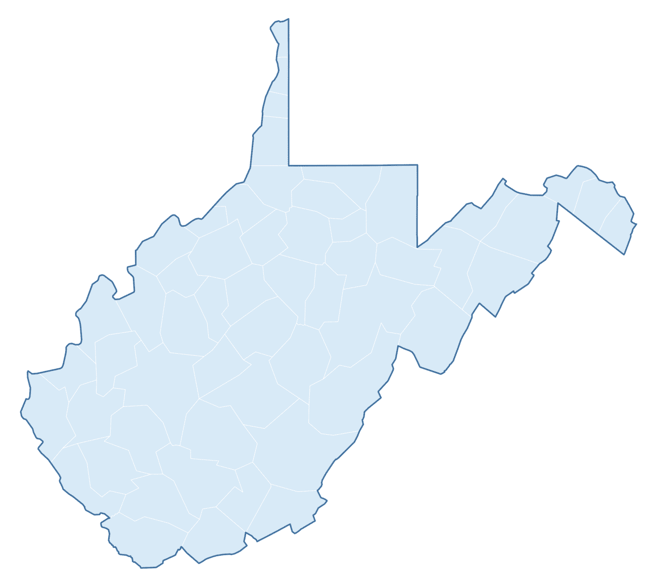 Blank Practice Map of West Virginia