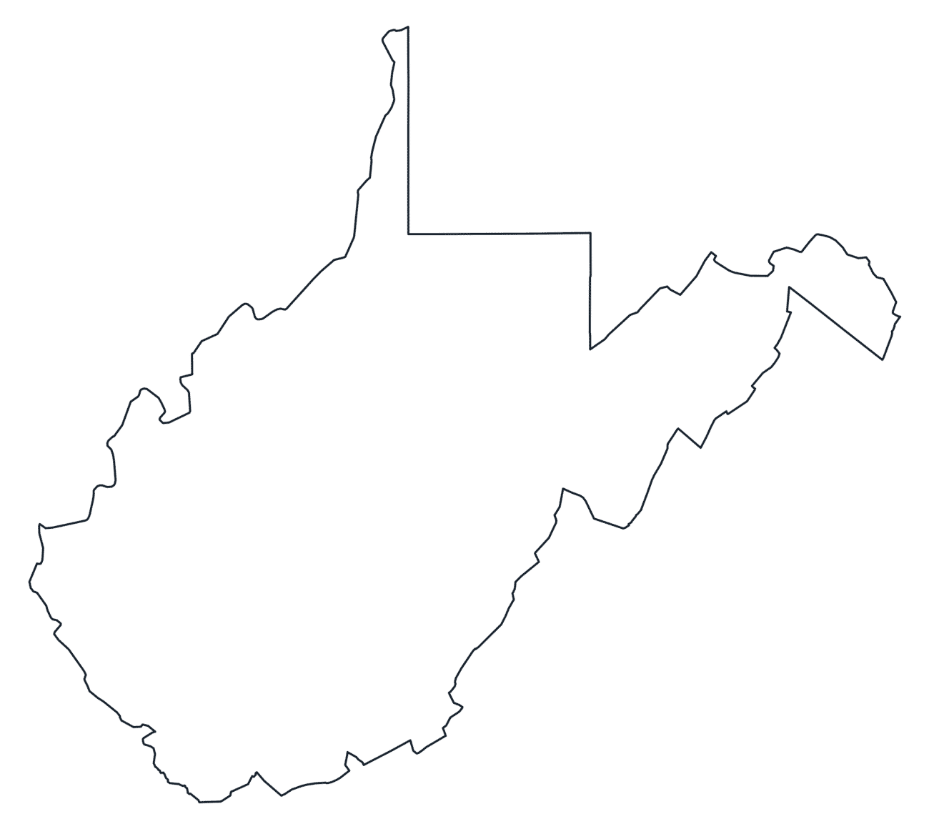 Blank Outline Map of West Virginia