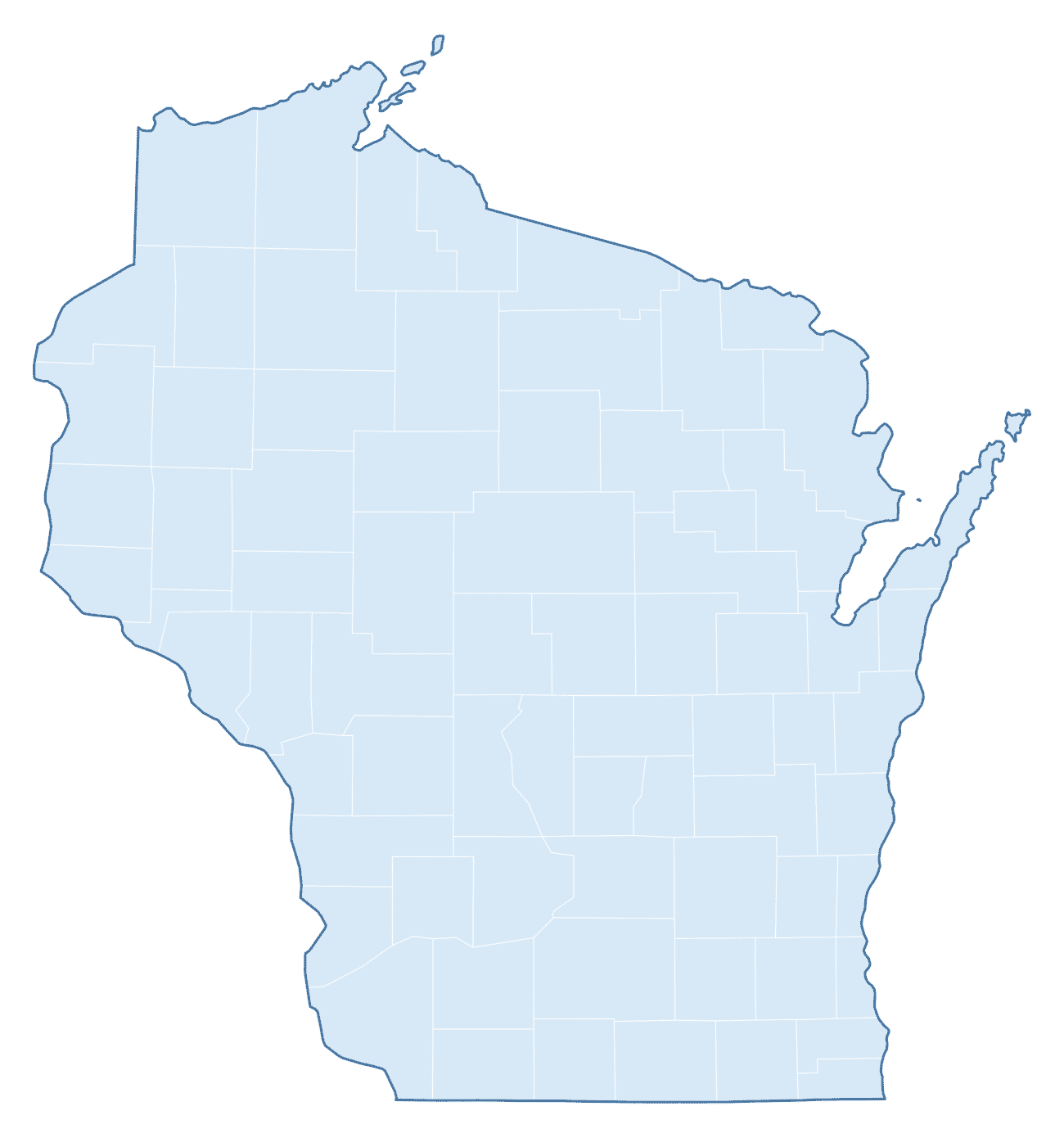 Blank Practice Map of Wisconsin