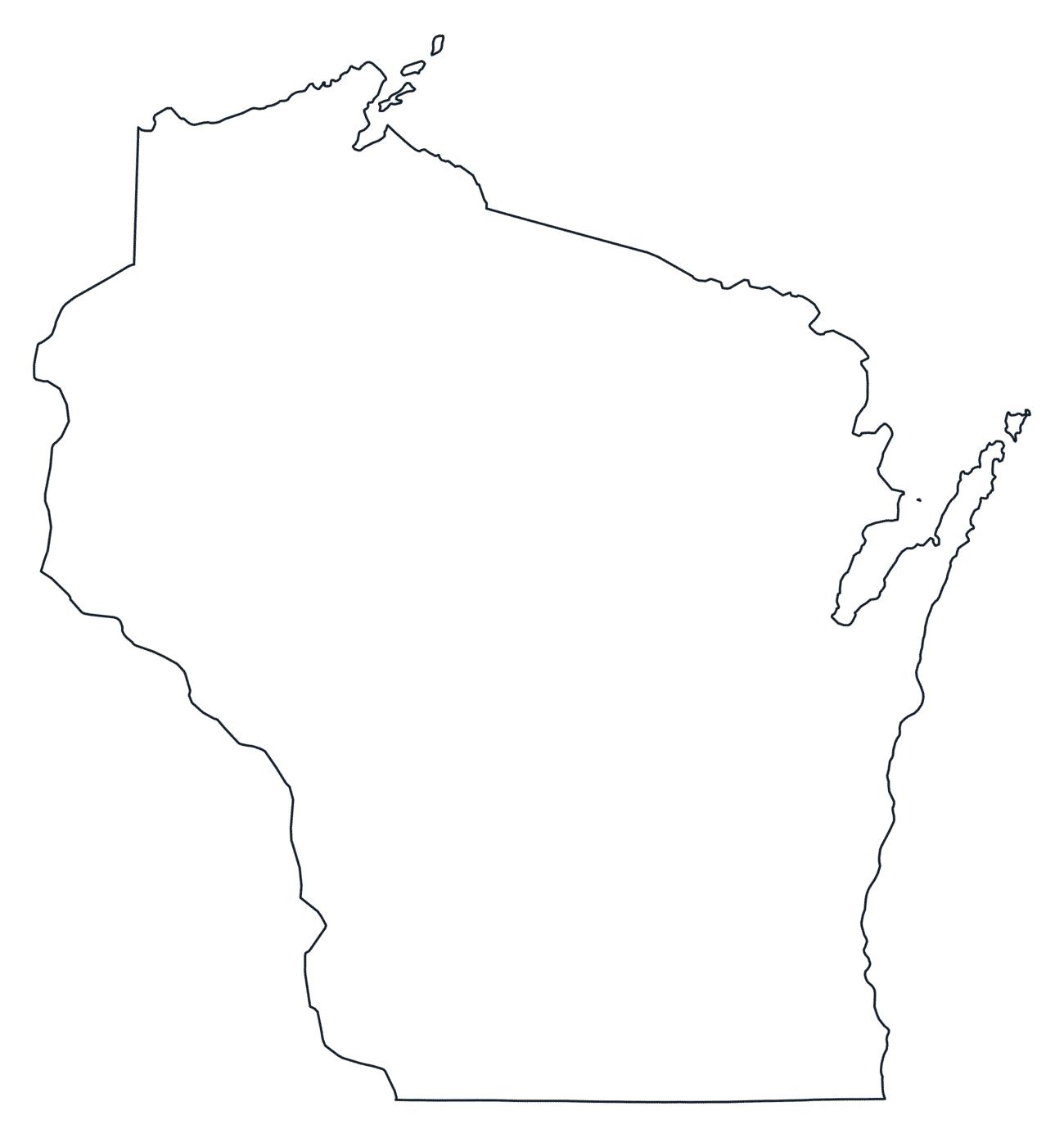 Blank Outline Map of Wisconsin