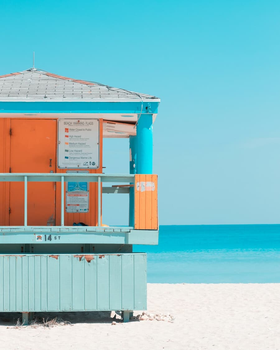 Colorful Art Deco lifeguard tower on Miami's South Beach, Florida