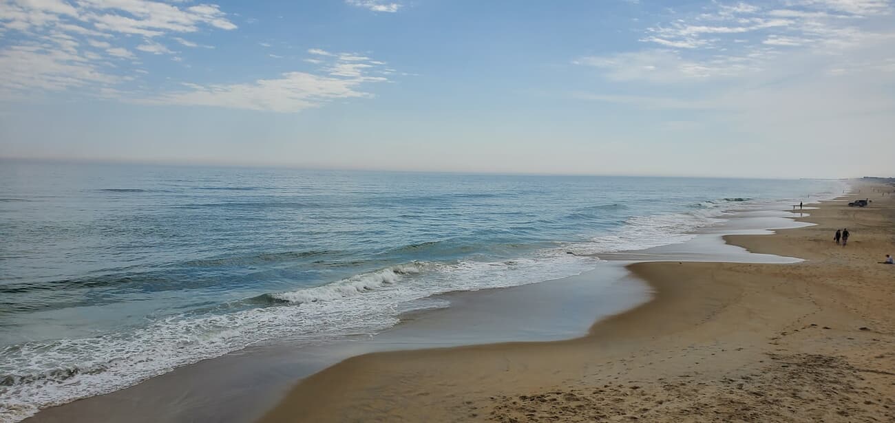Wide, undeveloped beach and gentle surf on the Outer Banks, North Carolina