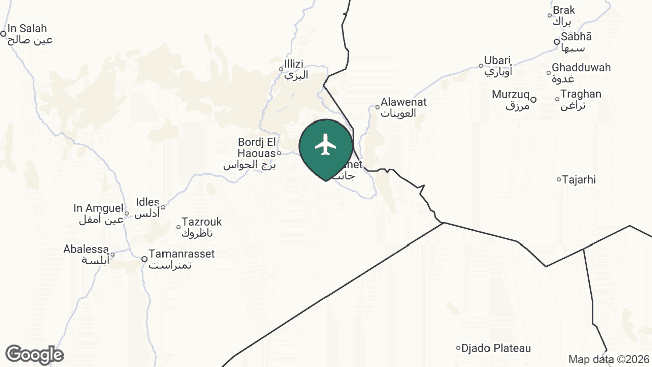 Map showing the location of Djanet Airport (DJG) in Algeria