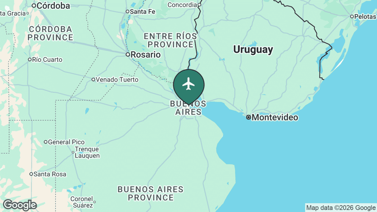 Map showing the location of Jorge Newbery Airpark (AEP) in Argentina