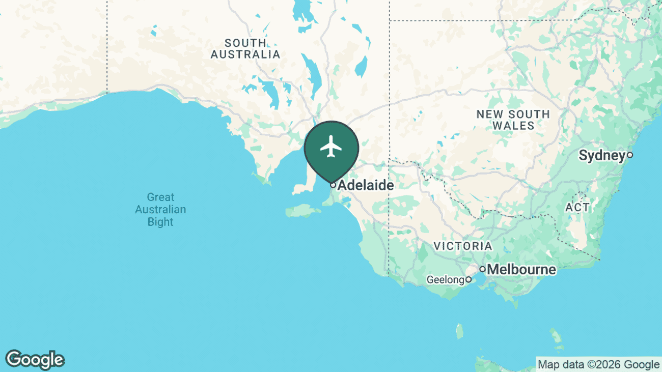 Map showing the location of Adelaide Airport (ADL) in Australia