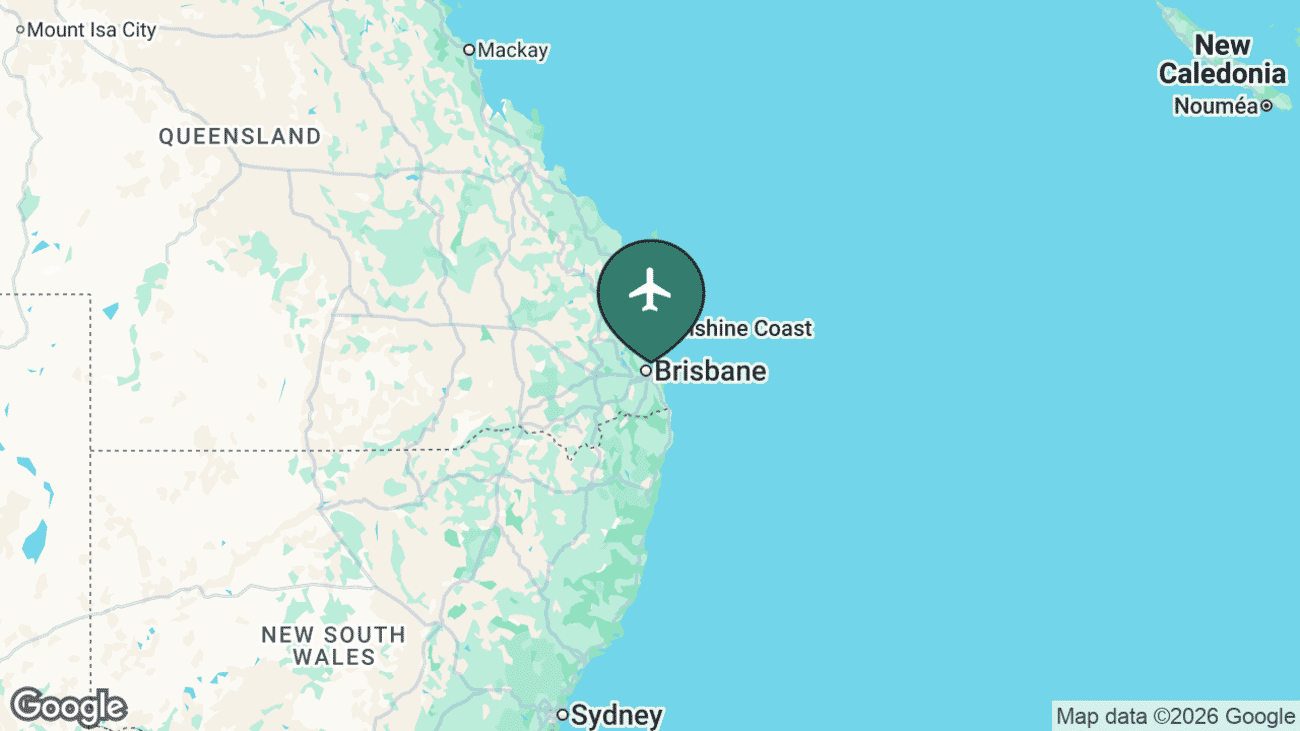 Map showing the location of Brisbane Airport (BNE) in Australia