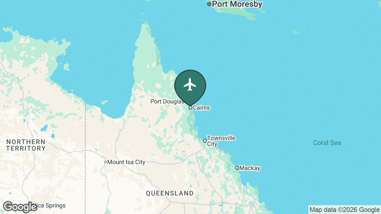 Map showing the location of Cairns Airport (CNS) in Australia
