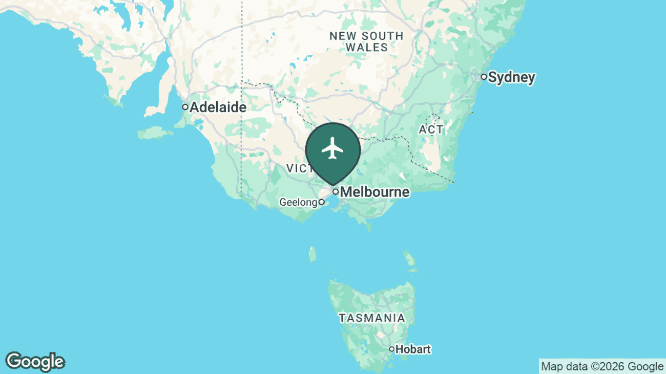 Map showing the location of Melbourne Airport (MEL) in Australia