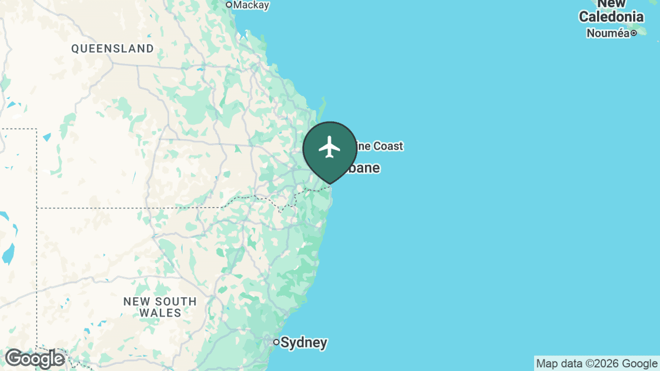 Map showing the location of Gold Coast Airport (OOL) in Australia