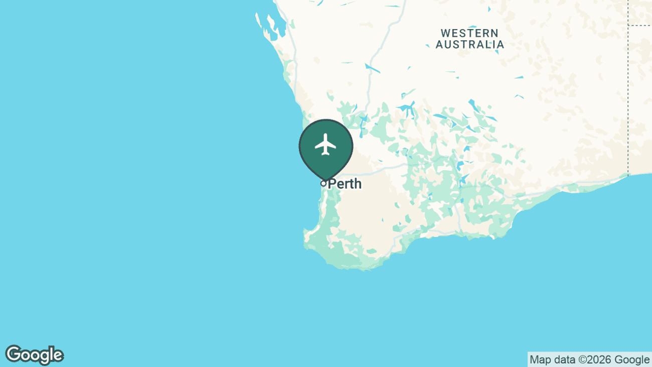 Map showing the location of Perth Airport (PER) in Australia