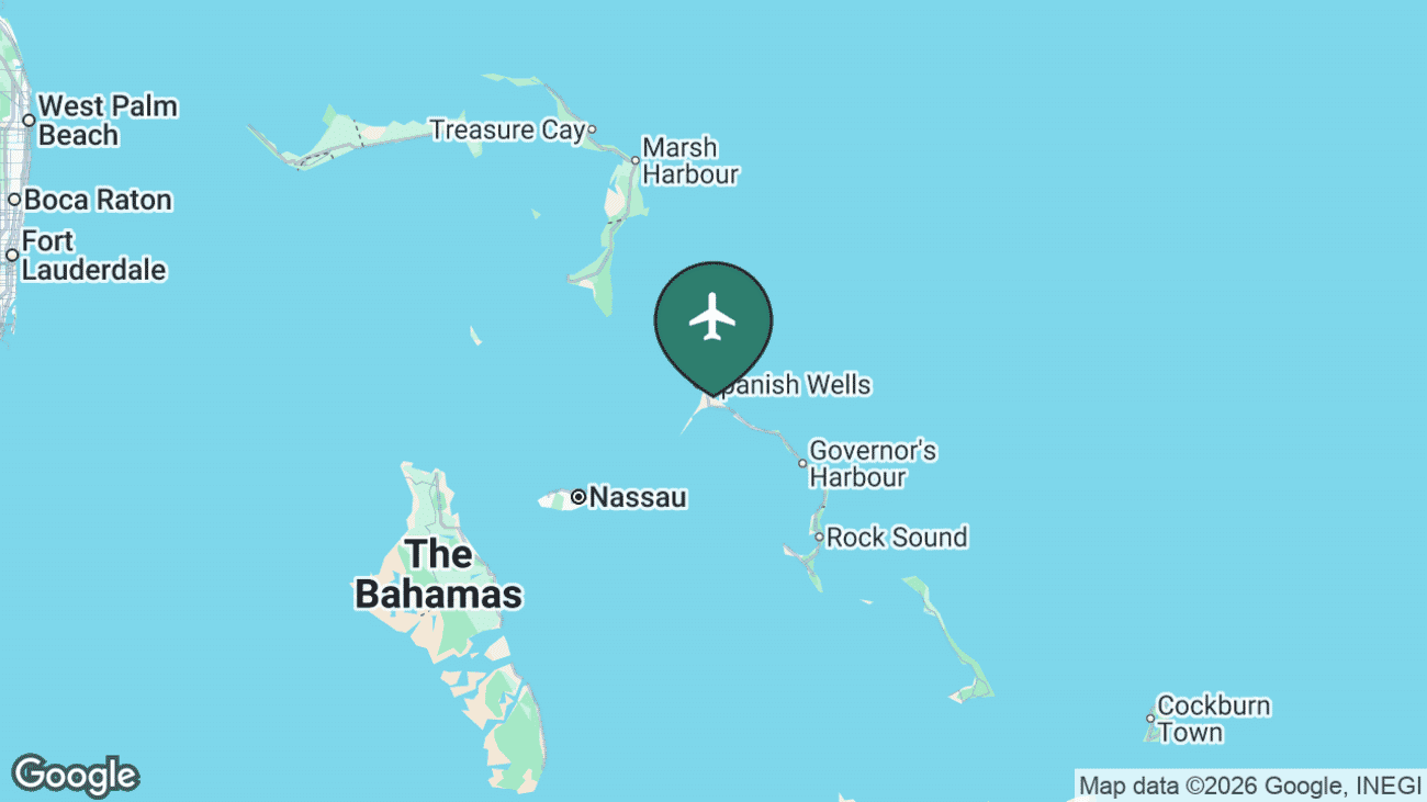 Map showing the location of North Eleuthera Airport (ELH) in the Bahamas