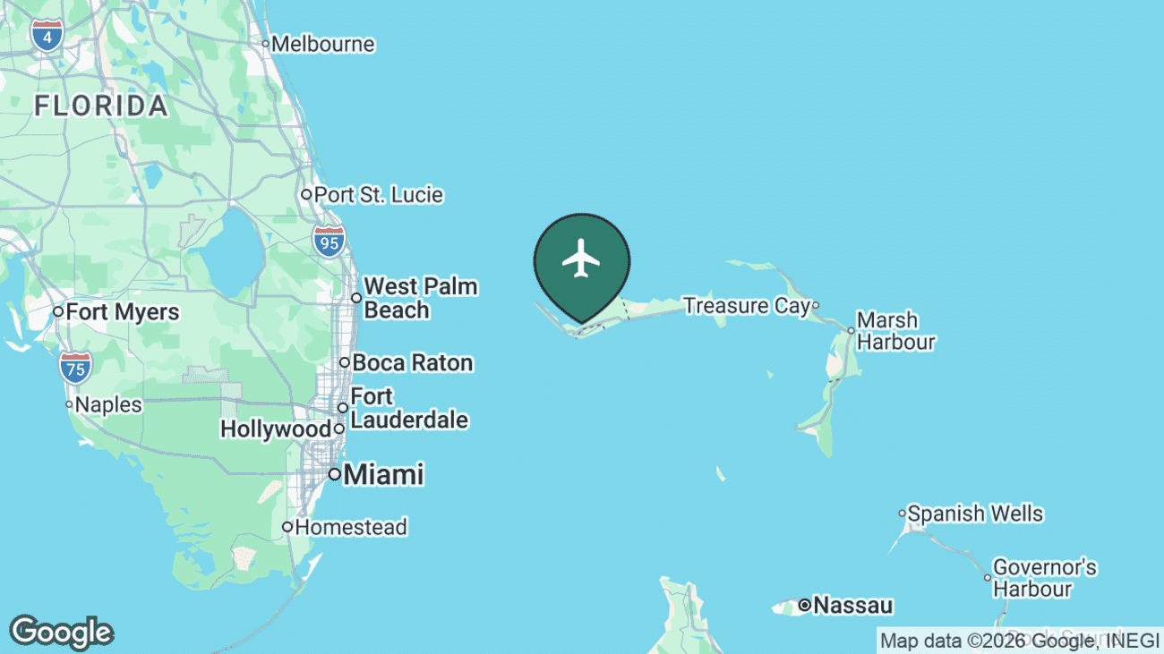 Map showing the location of Grand Bahama International Airport (FPO) in the Bahamas