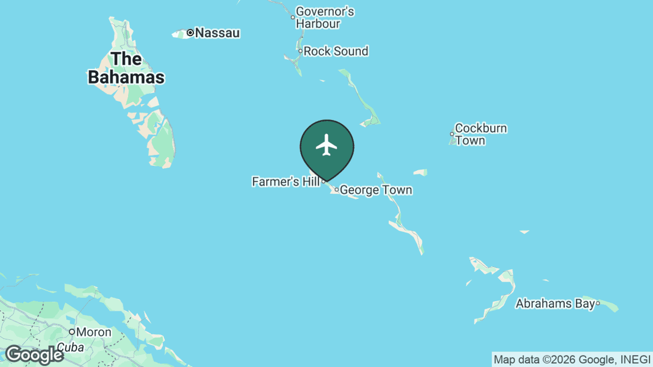 Map showing the location of Exuma International Airport (GGT) in the Bahamas