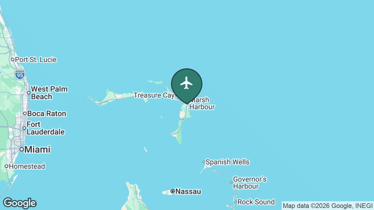 Map showing the location of Leonard M Thompson International Airport (MHH) in the Bahamas