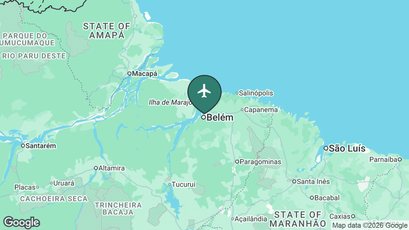 Map showing the location of Val de Cans / Júlio Cezar Ribeiro International Airport (BEL) in Brazil