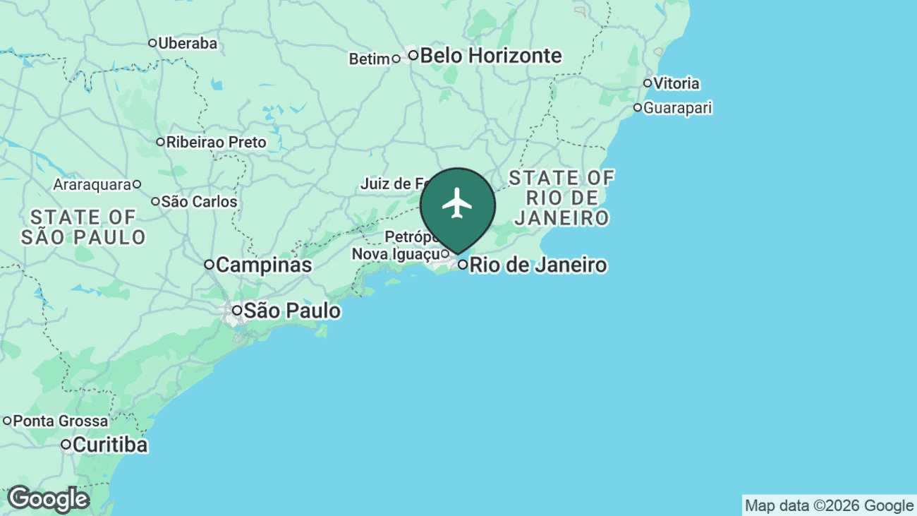 Map showing the location of Rio de Janeiro/Galeão – Tom Jobim International Airport (GIG) in Brazil