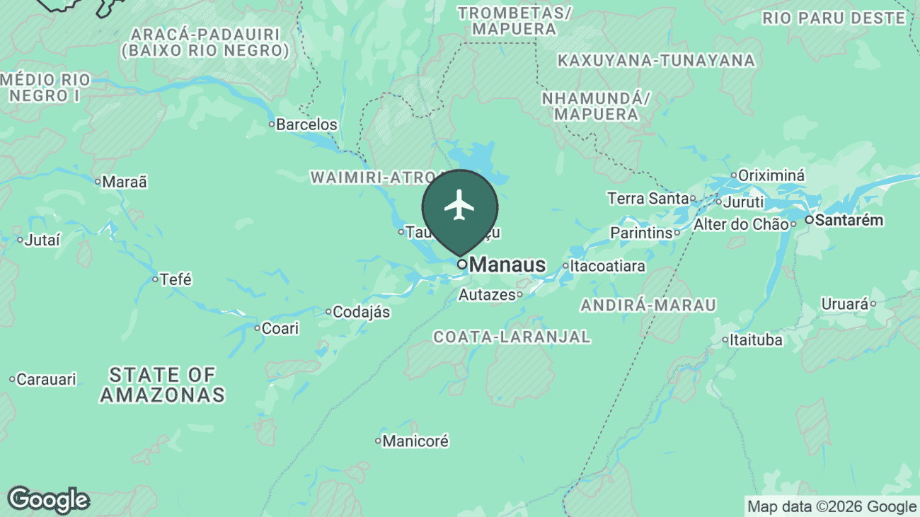 Map showing the location of Eduardo Gomes International Airport (MAO) in Brazil