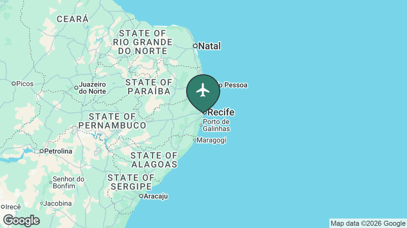 Map showing the location of Recife/Guararapes – Gilberto Freyre International Airport (REC) in Brazil