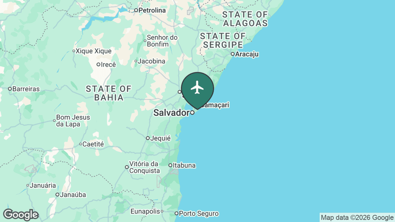 Map showing the location of Salvador–Deputado Luís Eduardo Magalhães International Airport (SSA) in Brazil