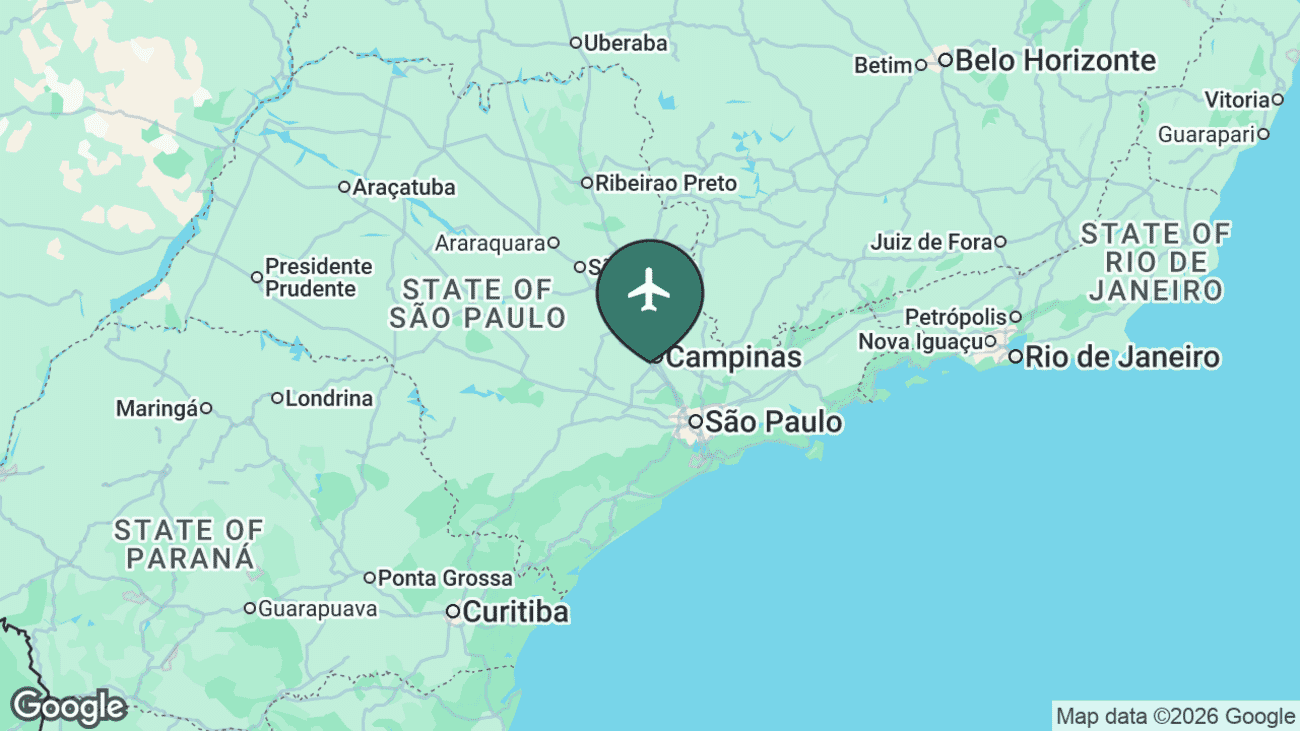 Map showing the location of Viracopos International Airport (VCP) in Brazil