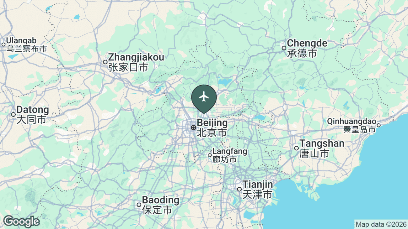 Map showing the location of Beijing Capital International Airport (PEK) near Beijing, China
