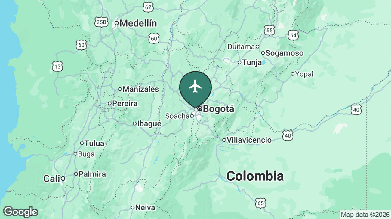 Map showing the location of El Dorado International Airport (BOG) in Colombia