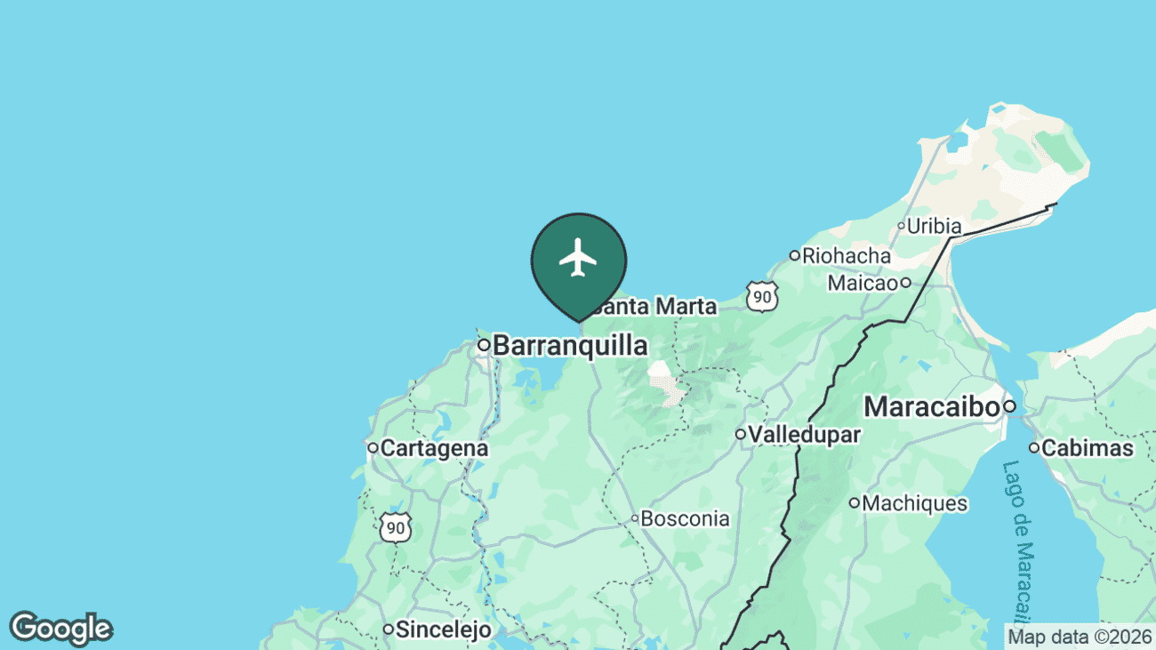 Map showing the location of Simón Bolívar International Airport (SMR) in Colombia
