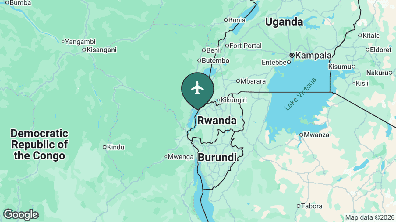 Map showing the location of Goma International Airport (GOM) in the Democratic Republic of the Congo