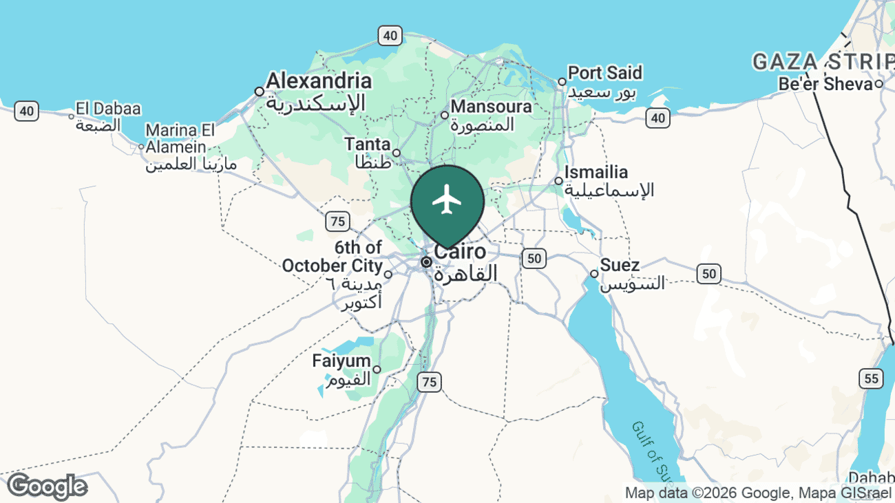 Map showing the location of Cairo Airport (CAI) in Egypt