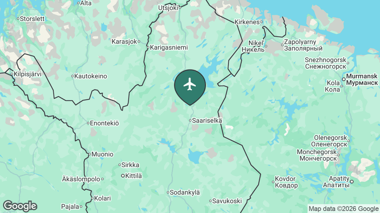 Map showing the location of Ivalo Airport (IVL) in Finland
