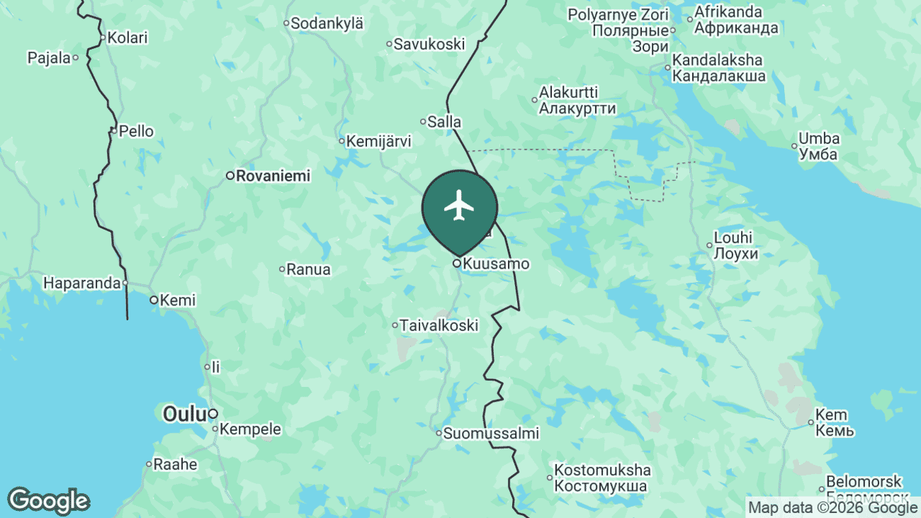 Map showing the location of Kuusamo Airport (KAO) in Finland