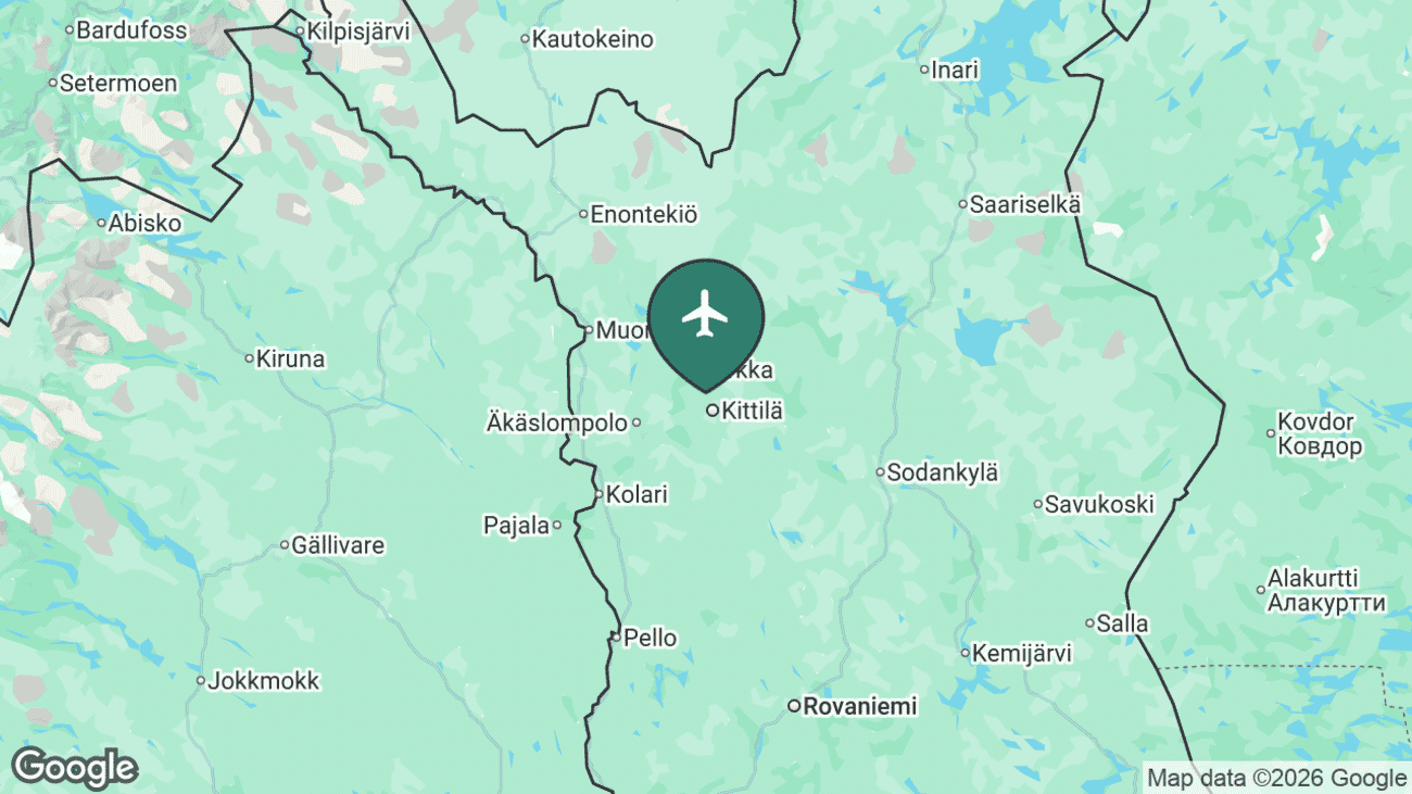 Map showing the location of Kittilä Airport (KTT) in Finland