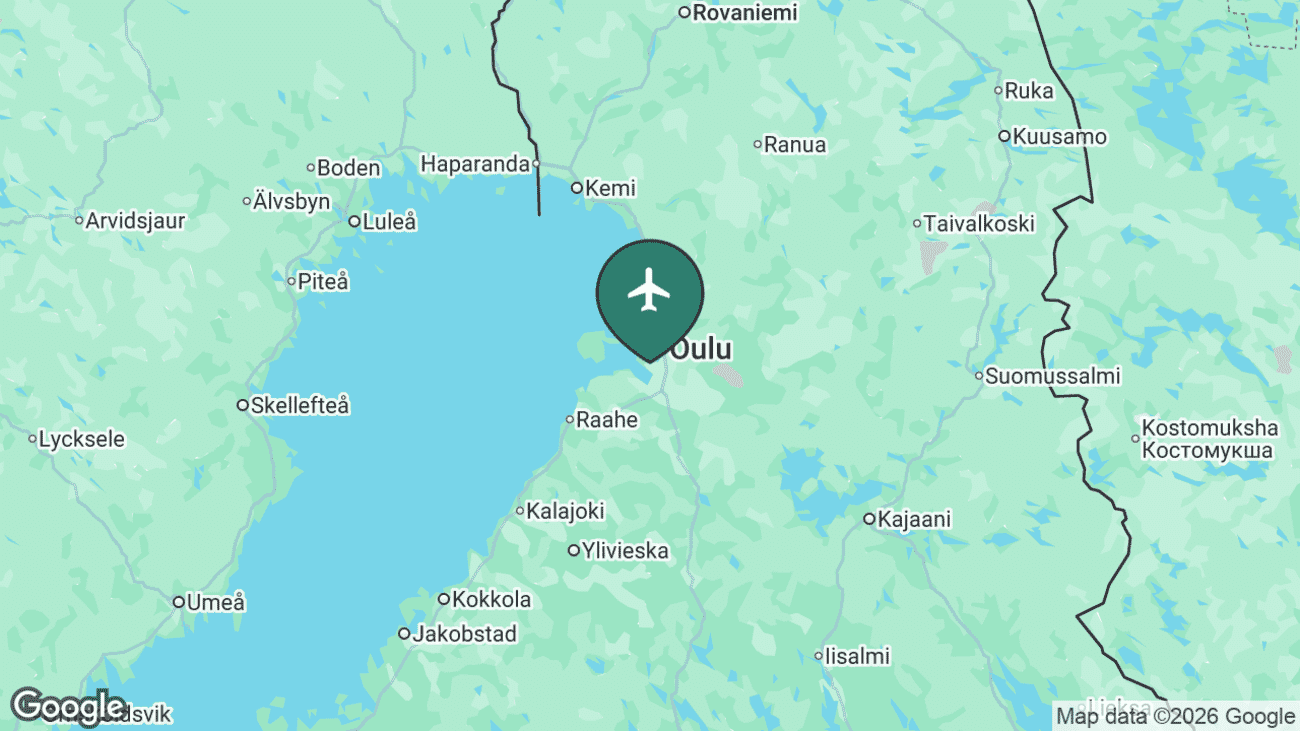 Map showing the location of Oulu Airport (OUL) in Finland