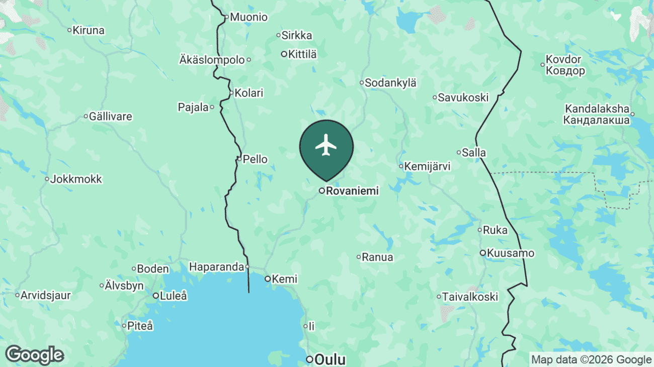 Map showing the location of Rovaniemi Airport (RVN) in Finland