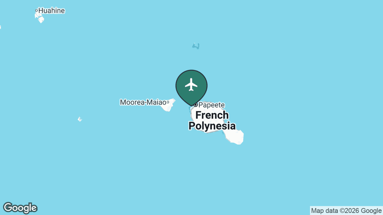Map showing the location of Tahiti, Faa'a airport (PPT) in French Polynesia