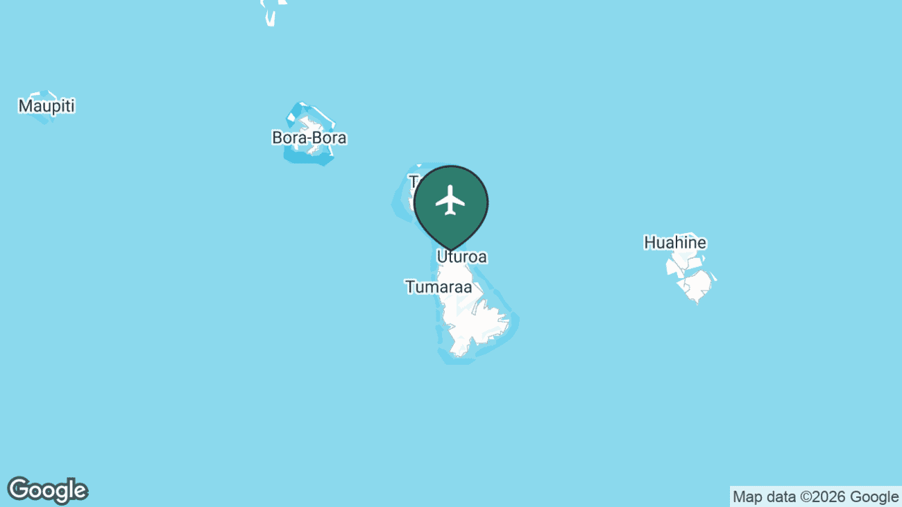 Map showing the location of Raiatea airport (RFP) in French Polynesia