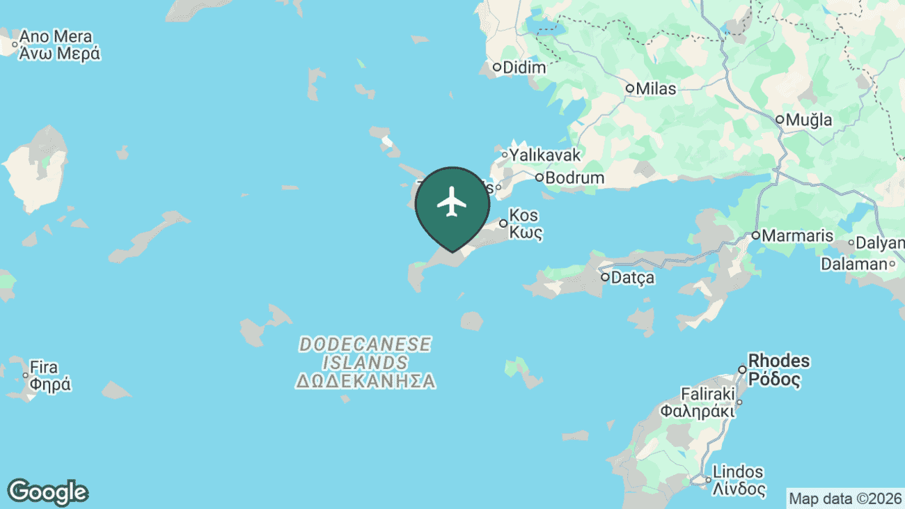 Map showing the location of Kos Airport (KGS) in Greece