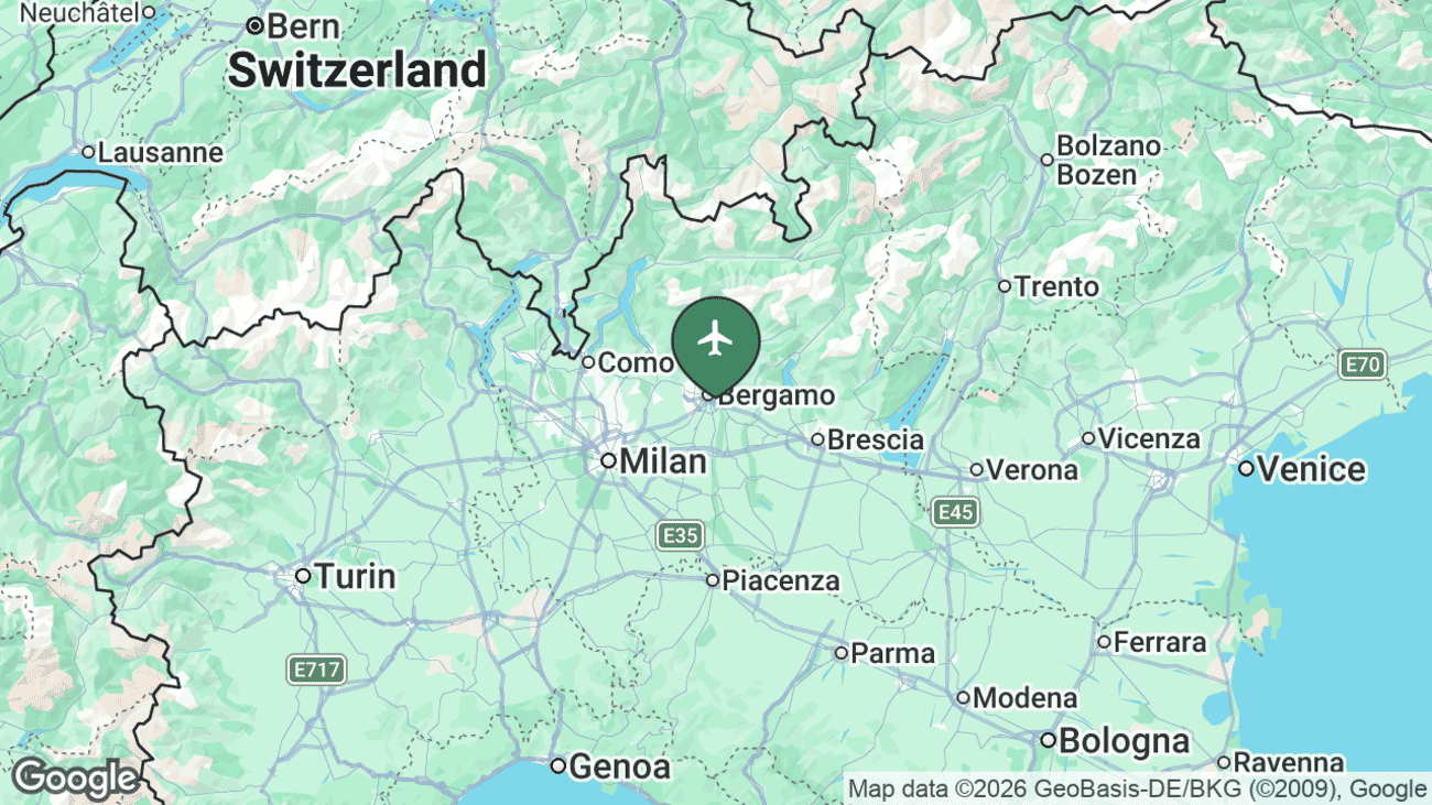 Map showing the location of Milan Bergamo (Orio al Serio) Airport (BGY) in Italy