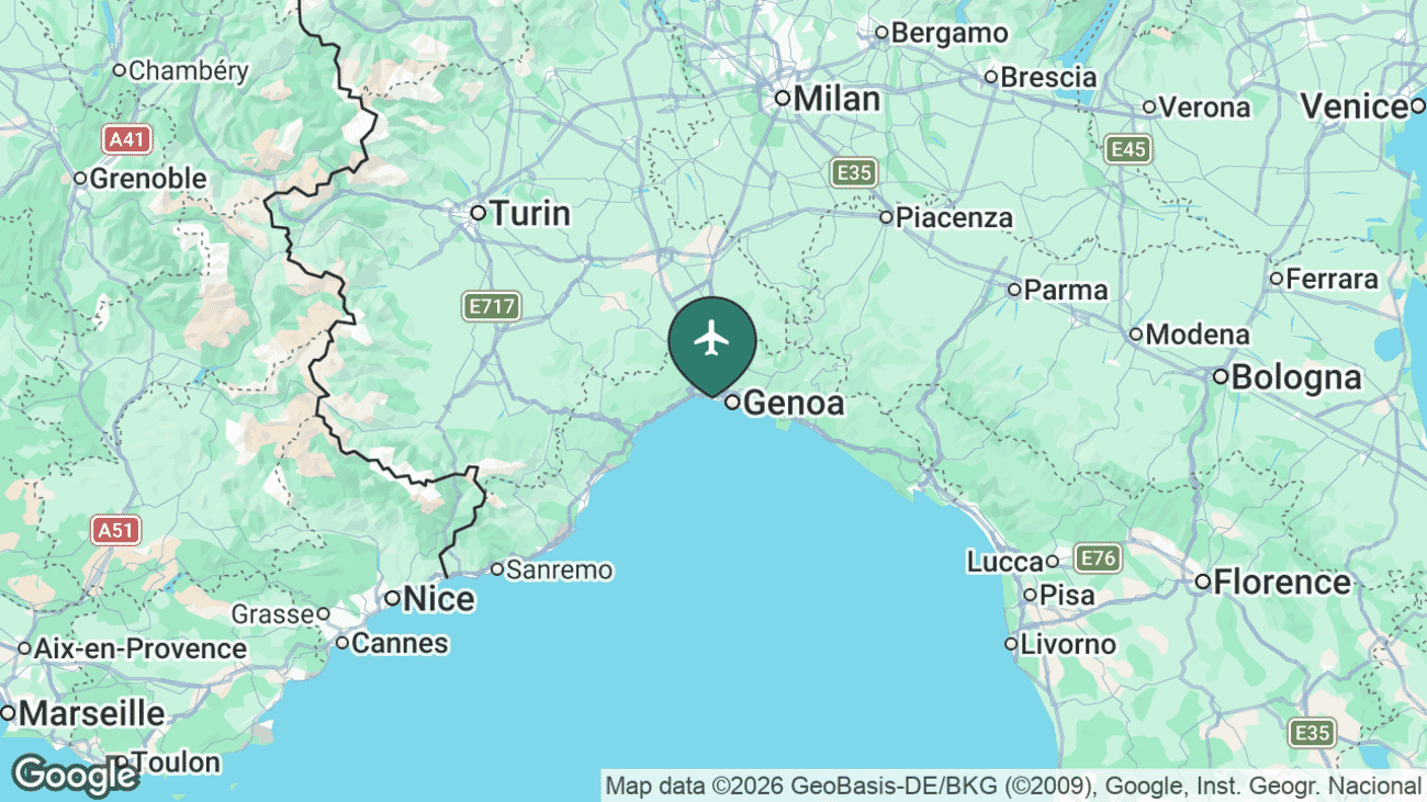 Map showing the location of Genoa Cristoforo Colombo Airport (GOA) in Italy