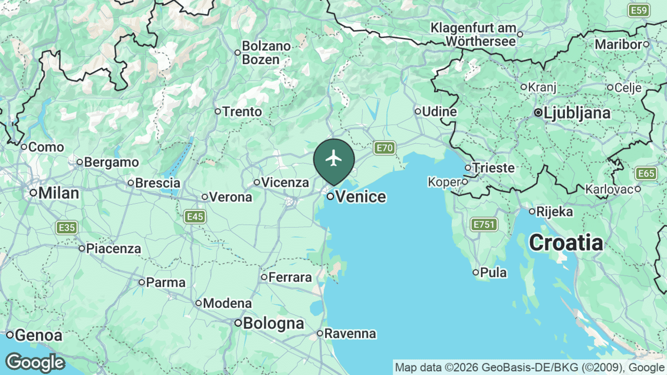 Map showing the location of Venice Marco Polo Airport (VCE) in Italy