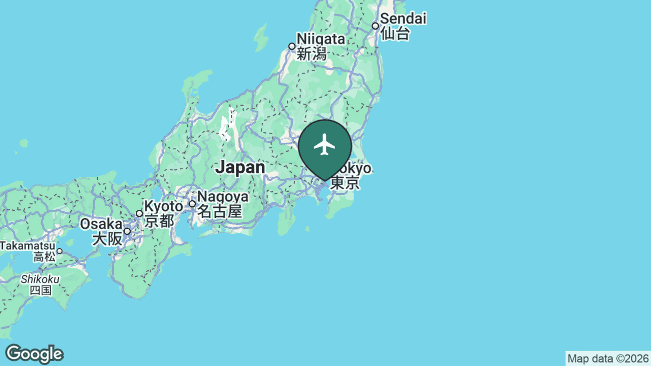 Map showing the location of Tokyo Haneda International Airport (HND) in Japan