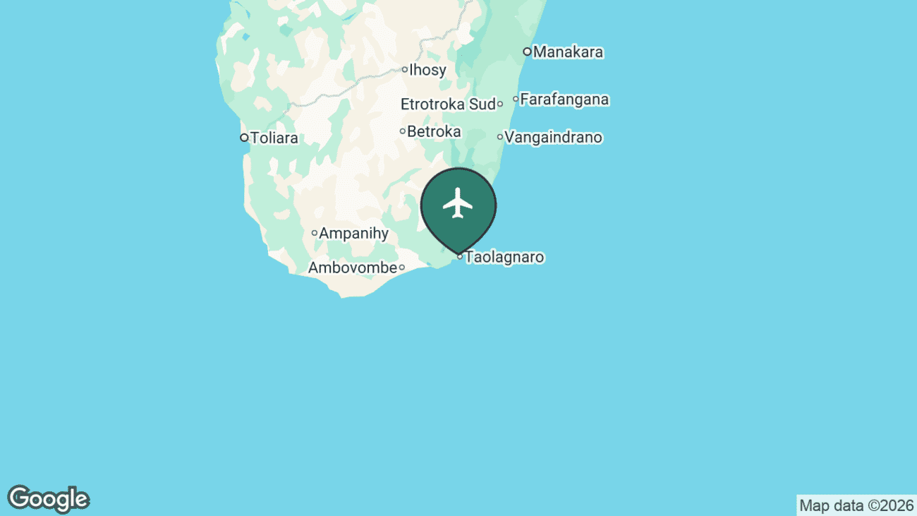 Map showing the location of FTU airport in Madagascar
