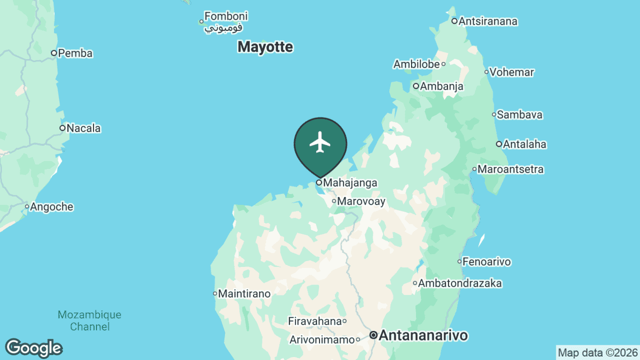 Map showing the location of MJN airport in Madagascar